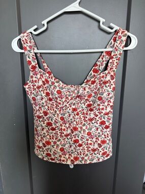 Abercrombie Floral Red and Cream Tank Top